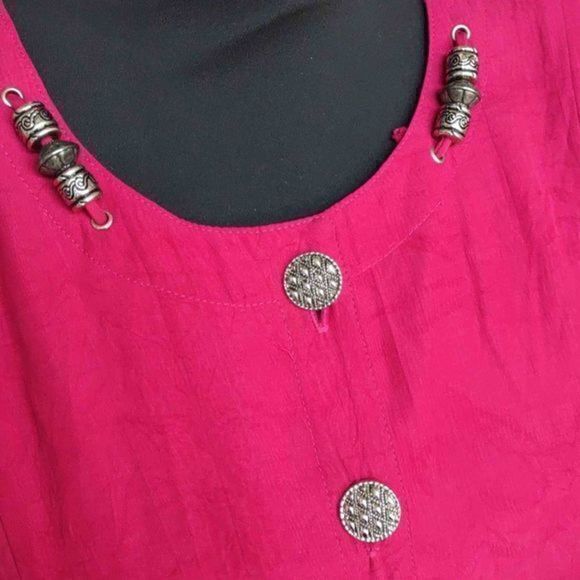 Vintage 1990s Scarlett Button Up Fusia Maxi with Silver Detail - See Measurement - Picture 15 of 16